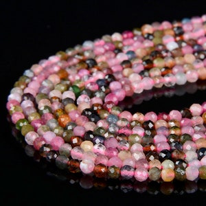 2MM Natural Tourmaline Gemstone Grade AA Micro Faceted Round Beads 15.5 inch Full Strand BULK LOT 1,2,6,12 and 50 (80008867-P13)