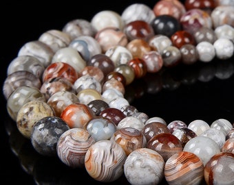Natural Rare Laguna Lace Agate Gemstone Grade AAA Round 4MM 5MM 6MM 7MM 8MM Loose Beads (P81)
