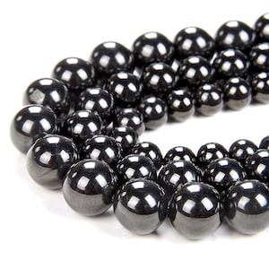 Genuine 100% Natural Jet Gemstones Black Grade AAA Black 4mm 6mm 8mm 10mm Round Loose Beads 15.5 inch Full Strand LOT 1,2,6,12 and 50 (127)
