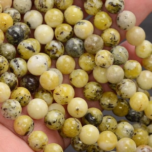 Genuine Natural Yellow Turquoise Round 4mm 6mm 8mm 10mm 12mm Grade Aa