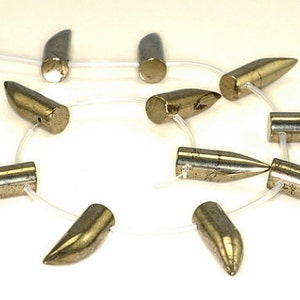 30X10MM Palazzo Iron Pyrite Gemstone, Top-Drilled, Round Bullet Horn Loose Beads 16 inch Full Strand LOT 1,2,6,12 and 20 (90114719-411)
