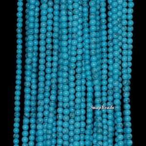 2mm Turquoise Gemstone Turquoise Blue Round 2mm Loose Beads 15.5 inch Full Strand LOT 1,2,6,12 and 50 (90189197-107-T2)