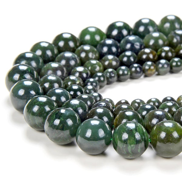 Natural Canadian Nephrite Jade Gemstone Grade A Round 3MM 4MM 5MM 6MM 7MM 8MM 9MM 10MM 11MM 12MM 13MM 14MM 15MM Loose Beads BULK(D148 D149)