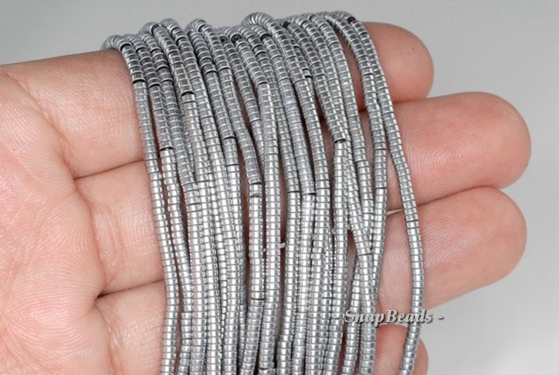 2x1mm Silver Hematite Gemstone Heishi Rondelle Slice 2x1mm Loose Beads 16 inch Full Strand LOT 1,2,6,12 and 50 90185682-838