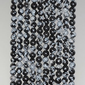4mm Cristobalite Snowflake Obsidian Gemstone Round 4mm Loose Beads 15.5 inch Full Strand (90114579-246)