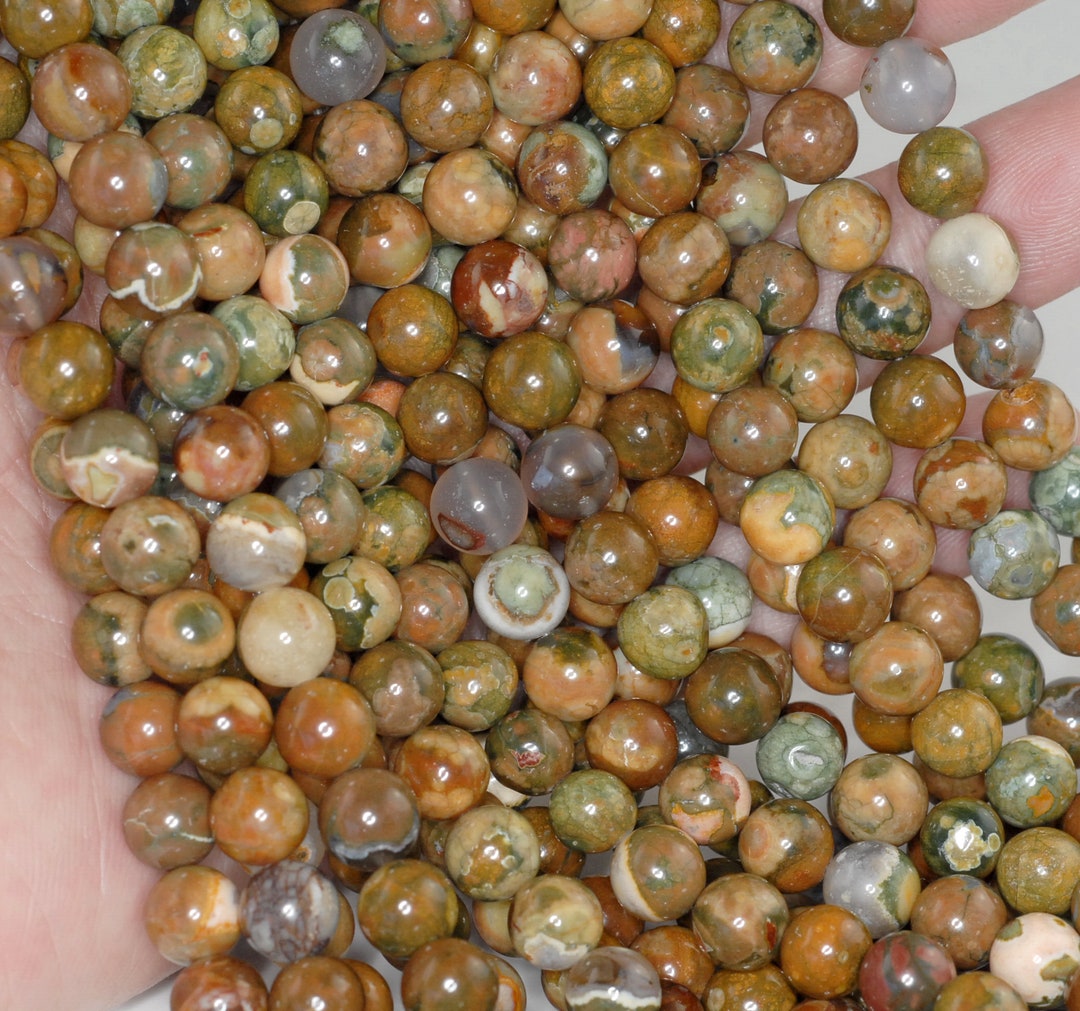 Pyroclastic Rhyolite Green Genuine Natural Rhyolite Green Brown Round 4mm 6mm 8mm 10mm Grade Aa - Etsy