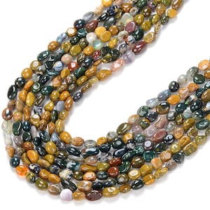 Natural Ocean Jasper Gemstone Pebble Nugget 6-8MM 8-12MM Loose Beads BULK LOT 1,2,6,12 and 50 (D186)