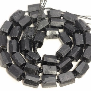 Genuine Natural Rough Black Tourmaline Gemstone Grade AAA Faceted Round Tube Beads 16" LOT 1,2,6,12 and 50 (A237)