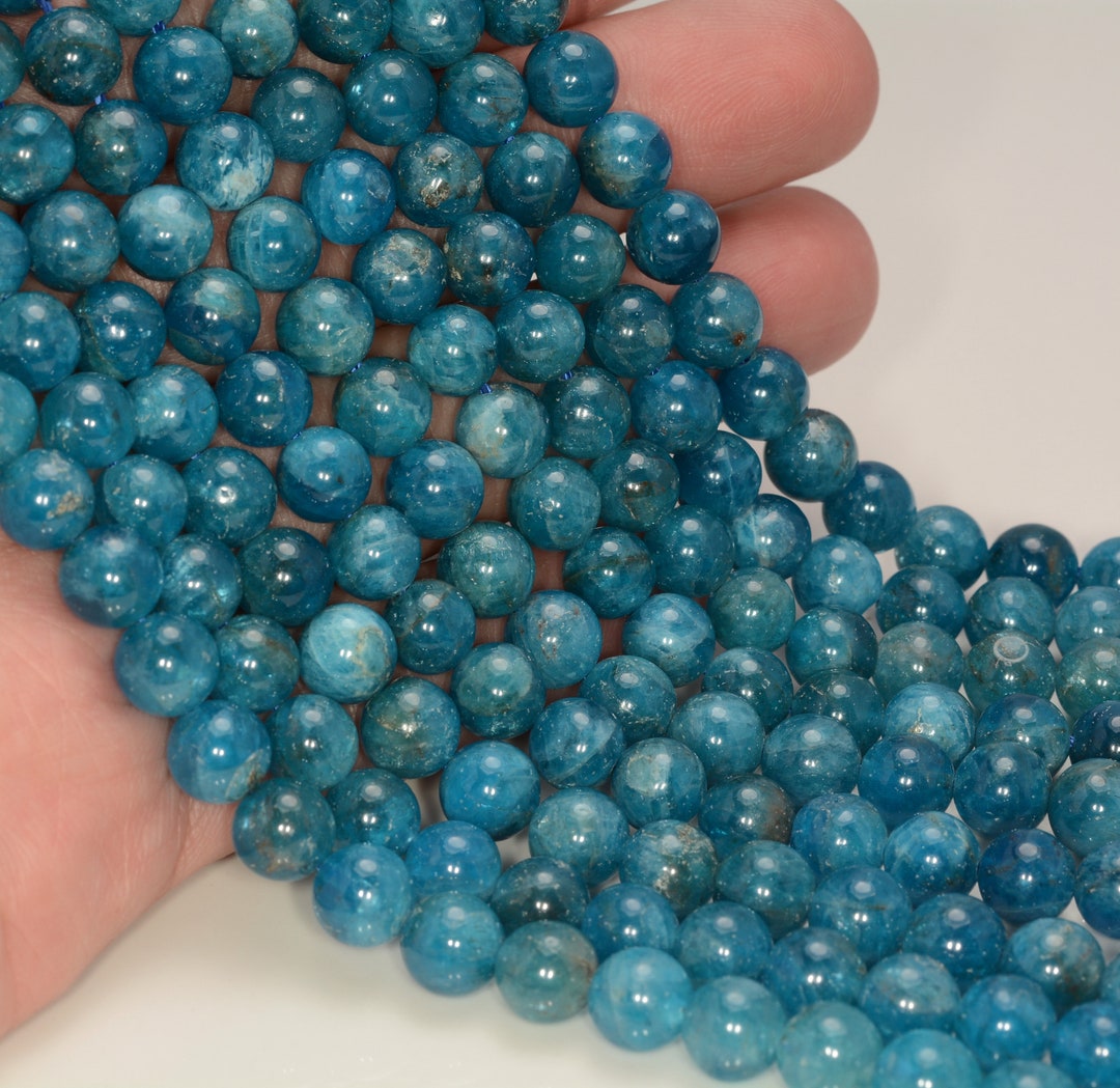 8MM Connoisseur Blue Apatite Gemstone Grade AAA Round 8MM Loose Beads 7 ...