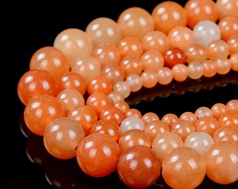 Genuine Natural Orange Aventurine Gemstone Grade Aaa Round 4mm 6mm 8mm 10mm Loose Beads 15 inch Full Strand BULK LOT 1,2,6,12 and 50