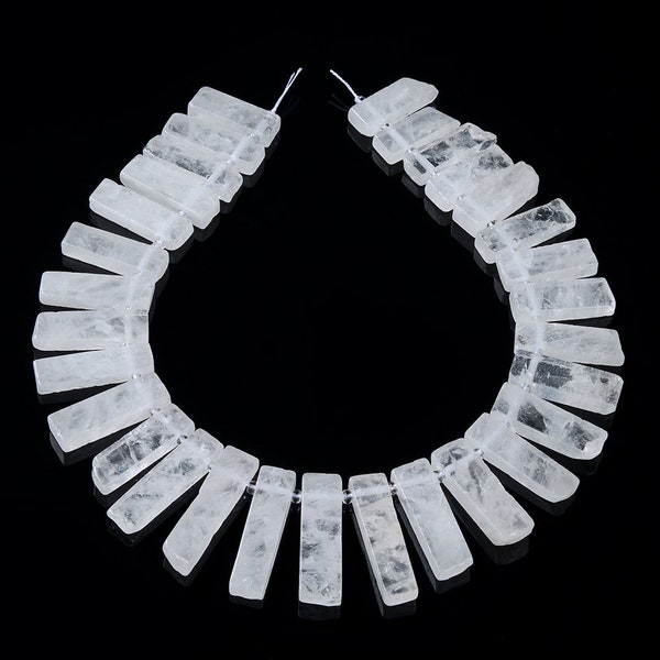 49X11-29X10MM Natural Rock Crystal Quartz Gemstone Gradated Slice Stick Points Beads 15.5 inch Full Strand BULK LOT 1,2 and 6 (80016531-S15)