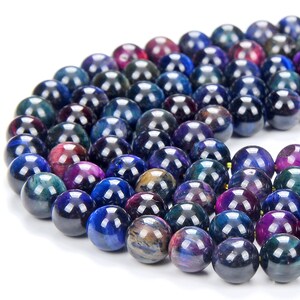 8MM Purple Blue Tiger Eye Gemstone Round Loose Beads (D376)