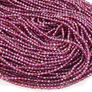 2MM Purple Red Garnet Gemstone Grade AAA Micro Faceted Round Beads 15.5 inch Full Strand BULK LOT 1,2,6,12 and 50 (80008846-P11)
