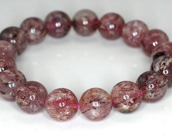 90190777-726 12mm Dark Red Strawberry Lepidocrocite Gemstone Grade B Round Loose Beads 7.5 inch Half Strand LOT 1,2,6 and 12