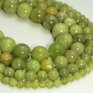 Genuine Natural Peridot Gemstone Grade AA Green 4mm 6mm 8mm 10mm Round Loose Beads BULK LOT 1,2,6,12 and 50 (A233)