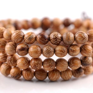 108PCS 6mm Natural Palmwood Brown Prayer Buddha Mala Meditation Beads Round Loose Beads (90182834-400)