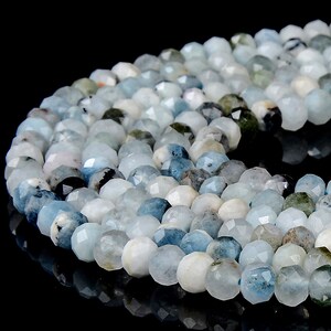 Natural Aquamarine Gemstone Grade A Micro Faceted Rondelle 6X4MM Loose Beads BULK LOT 1,2,6,12 and 50 (P90)