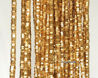 2x1mm Gold Hematite Gemstone Heishi Hexagonal Slice Loose Beads 15.5 inch Full Strand LOT 1,2,6,12 and 50 (90189098-199)