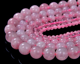 Genuine Natural Rose Quartz Gemstone Grade Aa Round 6mm 8mm 10mm 12mm Loose Beads Full Strand BULK LOT 1,2,6,12 and 50