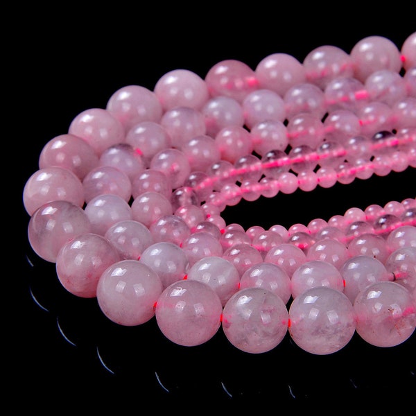 Genuine Natural Rose Quartz Gemstone Grade Aa Round 6mm 8mm 10mm 12mm Loose Beads Full Strand BULK LOT 1,2,6,12 and 50