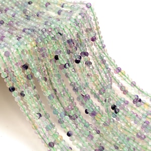 3MM Rainbow Fluorite Gemstone Micro Faceted Round Grade Aaa Beads 15.5inch BULK LOT 1,6,12,24 and 48 (80010179-A194)