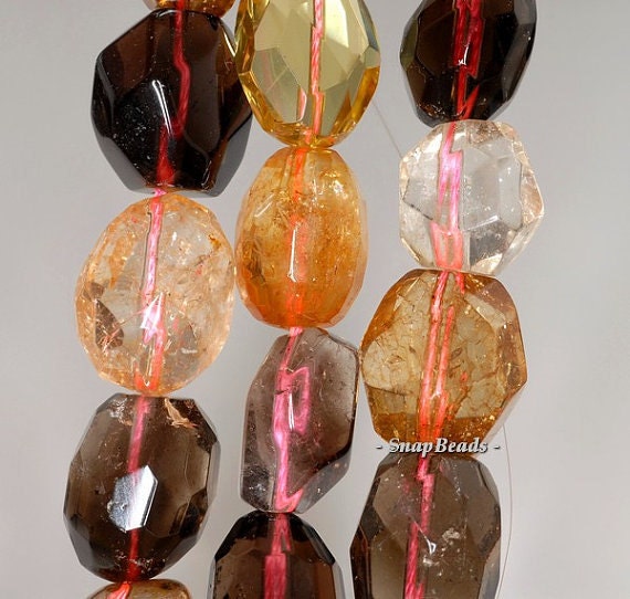 18X13MM CITRINE QUARTZ GEMSTONE FACETED NUGGET LOOSE BEADS 7/"