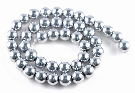 10MM SILVER HEMATITE GEMSTONE ROSE FLOWER CARVED 10MM LOOSE BEADS 16/"