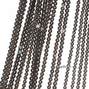 2MM Black Obsidian Gemstone, Grade A, Black, Round 2MM Loose Beads 16 inch Full Strand LOT 1,2,6,12 and 50 (90113950-107 - 2mm A)