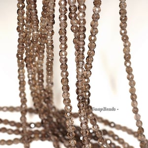 3mm Smoky Quartz Gemstone Grade AAA Brown Micro Faceted Round 3mm Loose Beads 16 inch Full Strand LOT 1,2,6,12 and 50 (90148182-107)