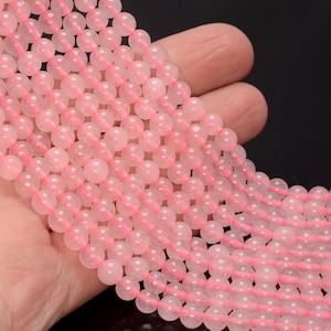 6mm Rose Quartz Gemstone Pink Round Loose Beads 15.5 inch Full Strand LOT 1,2,6,12 (90183663-373)