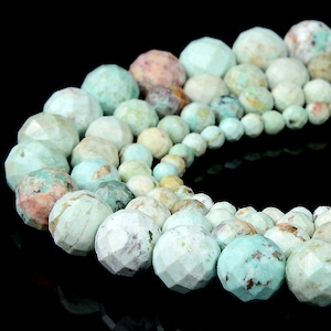 Natural Peruvian Turquoise Gemstone Grade A Faceted Round 3MM 4MM 5MM 6MM 7MM 8MM 9MM 10MM Loose Beads BULK LOT 1,2,6,12 and 50 (D449)