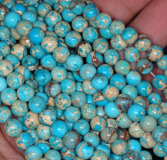 6MM SNAKESKIN IMPERIAL JASPER GEMSTONE BLUE ROUND LOOSE BEADS 15.5/"