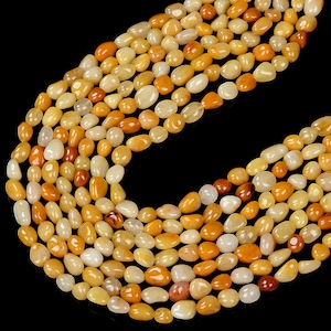Natural Yellow Jade Gemstone 8-10MM Pebble Nugget Loose BeadsBULK LOT 1,2,6,12 and 50 (D468)