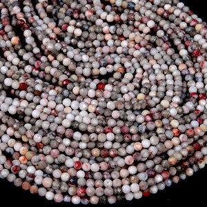 3MM  Cinnabar in Quartz Matrix Gemstone Micro Faceted Round Beads 15.5 inch Full Strand BULK LOT 1,2,6,12 and 50 (80008830-P10)
