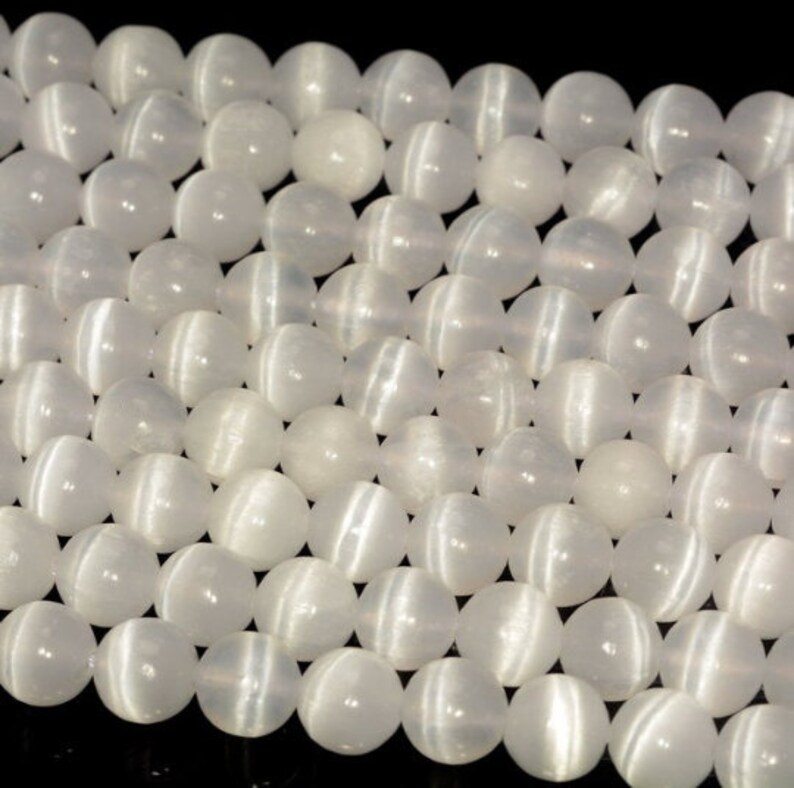 Genuine Selenite White Cat's Eye Gemstone Grade AAA 6mm Etsy