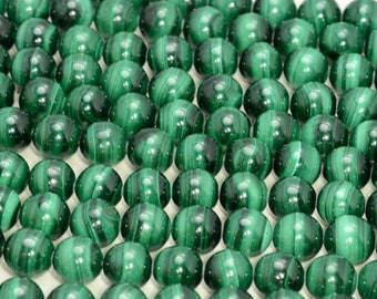 Natural Malachite Gemstone AAA Genuine Green 4mm 6mm 8mm 10mm 12mm Round Loose Beads  (141)