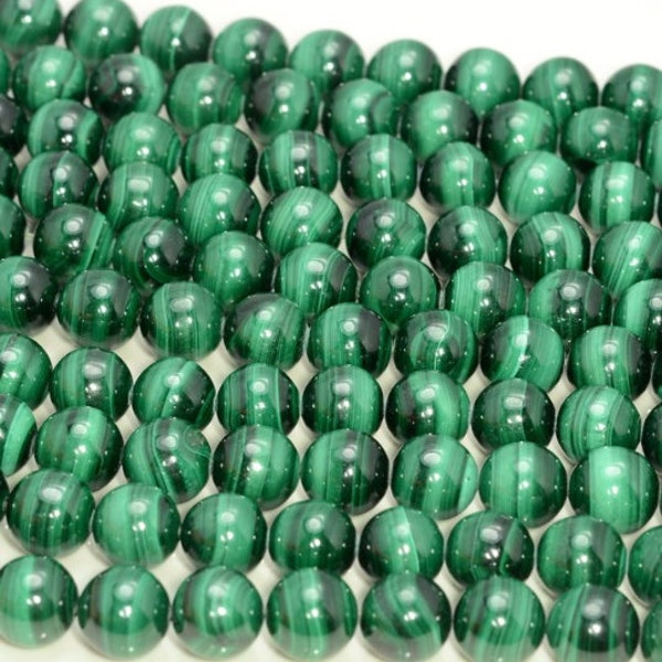 Natural Malachite Gemstone AAA Genuine Green 4mm 6mm 8mm 10mm 12mm Round Loose Beads  (141)