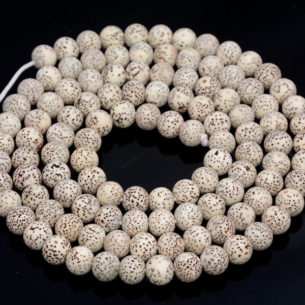 108 Beads 8mm Natural Lotus Seed Bodhi Mala Prayer Grade AAA White Brown Round Loose Beads 33 inch BULK LOT 1,3,6,12 and 50 (80006818-400)