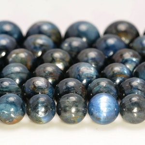 Kyanite Gemstone Blue Black Grade A 6mm 8mm 9mm 10mm 11mm 12mm 13mm 14mm 15mm Round Loose Beads Half Strand A217 image 3