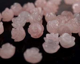 8MM  Rose Quartz Gemstone Carved Flower Beads BULK LOT 5,10,20,30,50 (80008796-002)