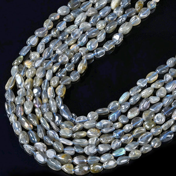 6-8MM Natural Labradorite Gemstone Pebble Nugget Loose Beads BULK LOT 1,2,6,12 and 50 (D184)