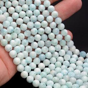 6MM Dominican Larimar Gemstone Grade AA White Blue Round Loose Beads 7 inch Half Strand (80000920-909)