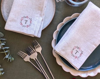 Personalized Linen Christmas Napkin Set