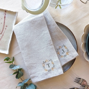 Personalized 100% Linen Napkin Set, Linen Anniversary Gift image 1