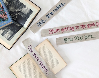 Hand Painted Personalized Linen Ribbon Bookmark