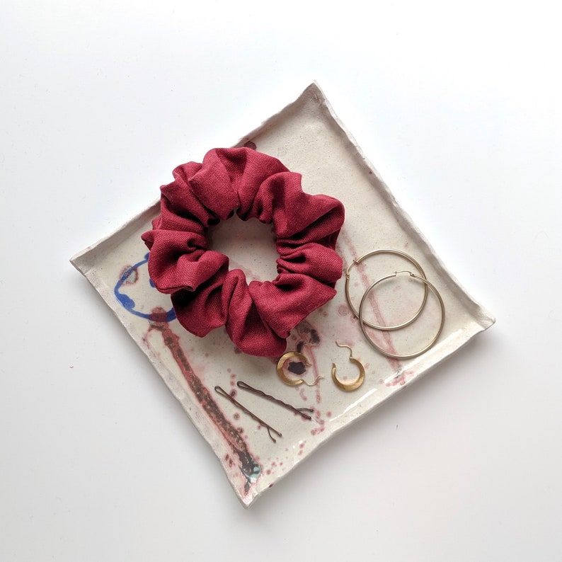 Handmade Linen Scrunchie Red