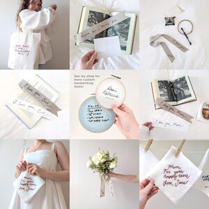 Your Loved One's Handwriting, Hand Embroidered Linen Napkin, Custom Embroidered Handwritten Note image 8