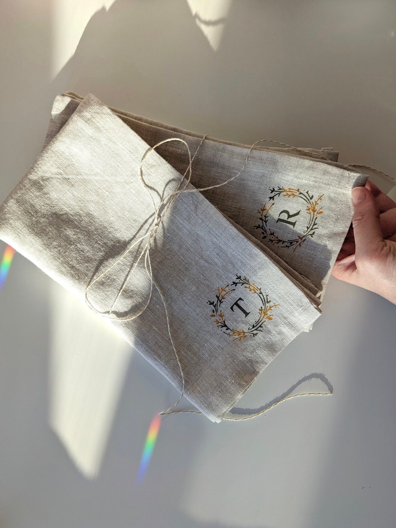 Personalized 100% Linen Napkin Set, Linen Anniversary Gift image 3