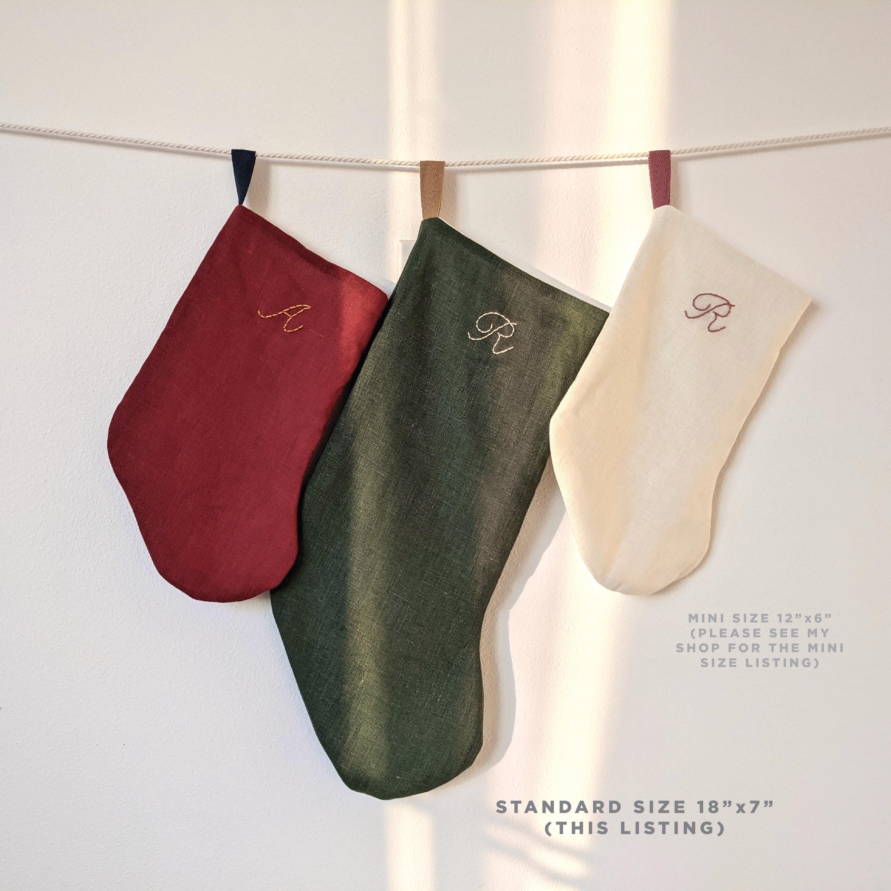 Hand Embroidered, Standard Size, Personalized Linen Initial Christmas ...