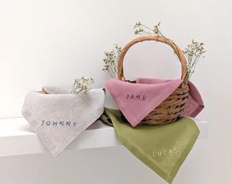Doublure de panier de Pâques personnalisée brodée à la main | Nouvelle police de caractères + couleurs de lin | Exclusivement sur Etsy